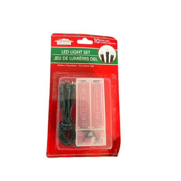 Christmas House LED Light Set 10 White Lights Battery Operated Indoor Use New in - Picture 2 of 4